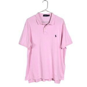 Ralph Lauren Polo Mens Shirt Size XL Preppy Logo Pony Golf Tennis Prep Pink